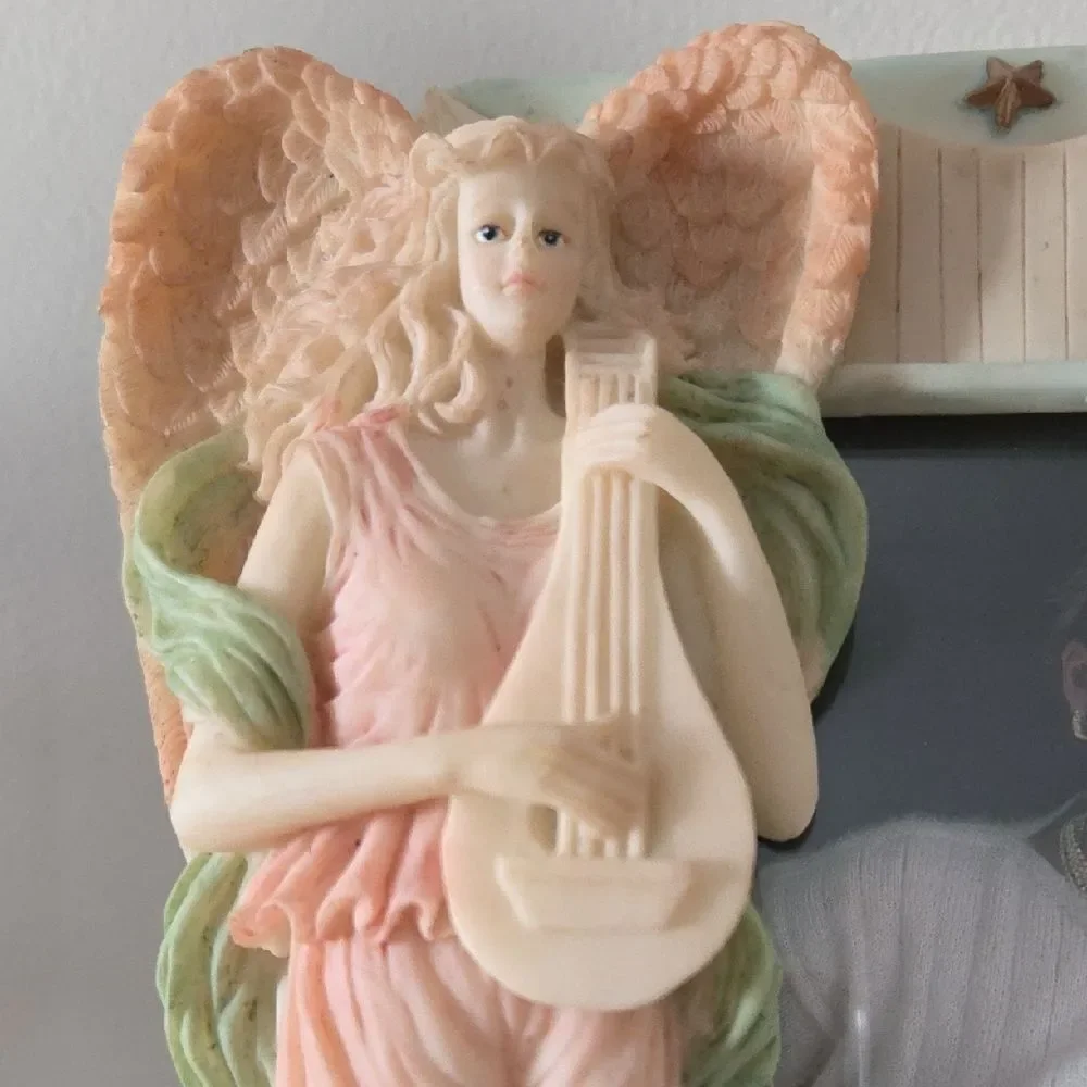 Angel Figurine Photo Frame - Cream and Pink